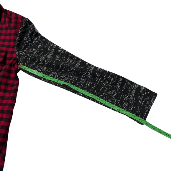 LOGO Lori Goldstein Size XS Red Buffalo Plaid Jacket Sweater Knit Sleeves - Picture 9 of 12